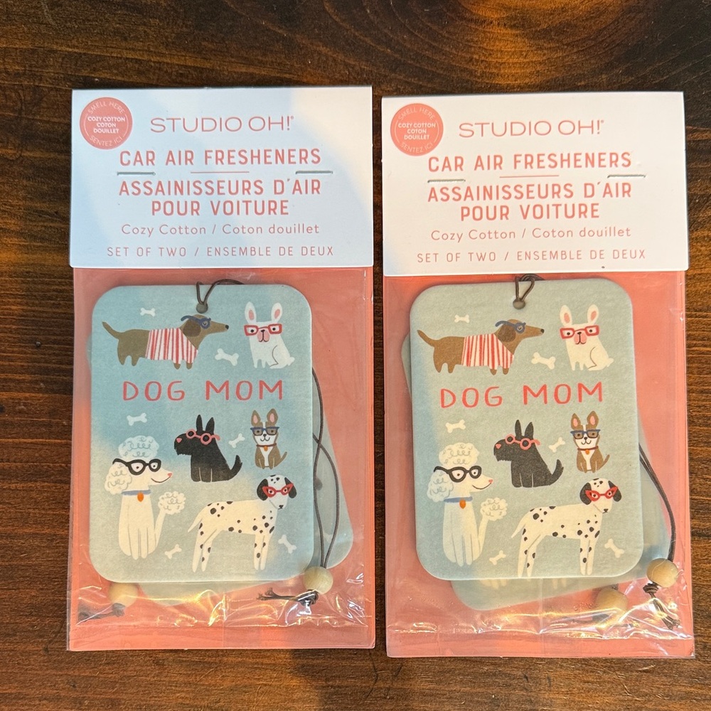 Studio Oh! Dog Mom Car Air Fresheners NWT cute funny dogs with glasses